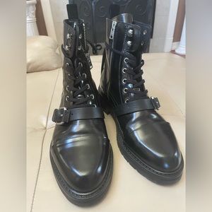 Women’s AllSaints Donita Black Leather Moto Boots, Size  40